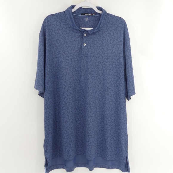 RLX Ralph Lauren Polo Shirt Wicking Blue Crabs All Over‎ Print AOP Men's XXL - Picture 1 of 6